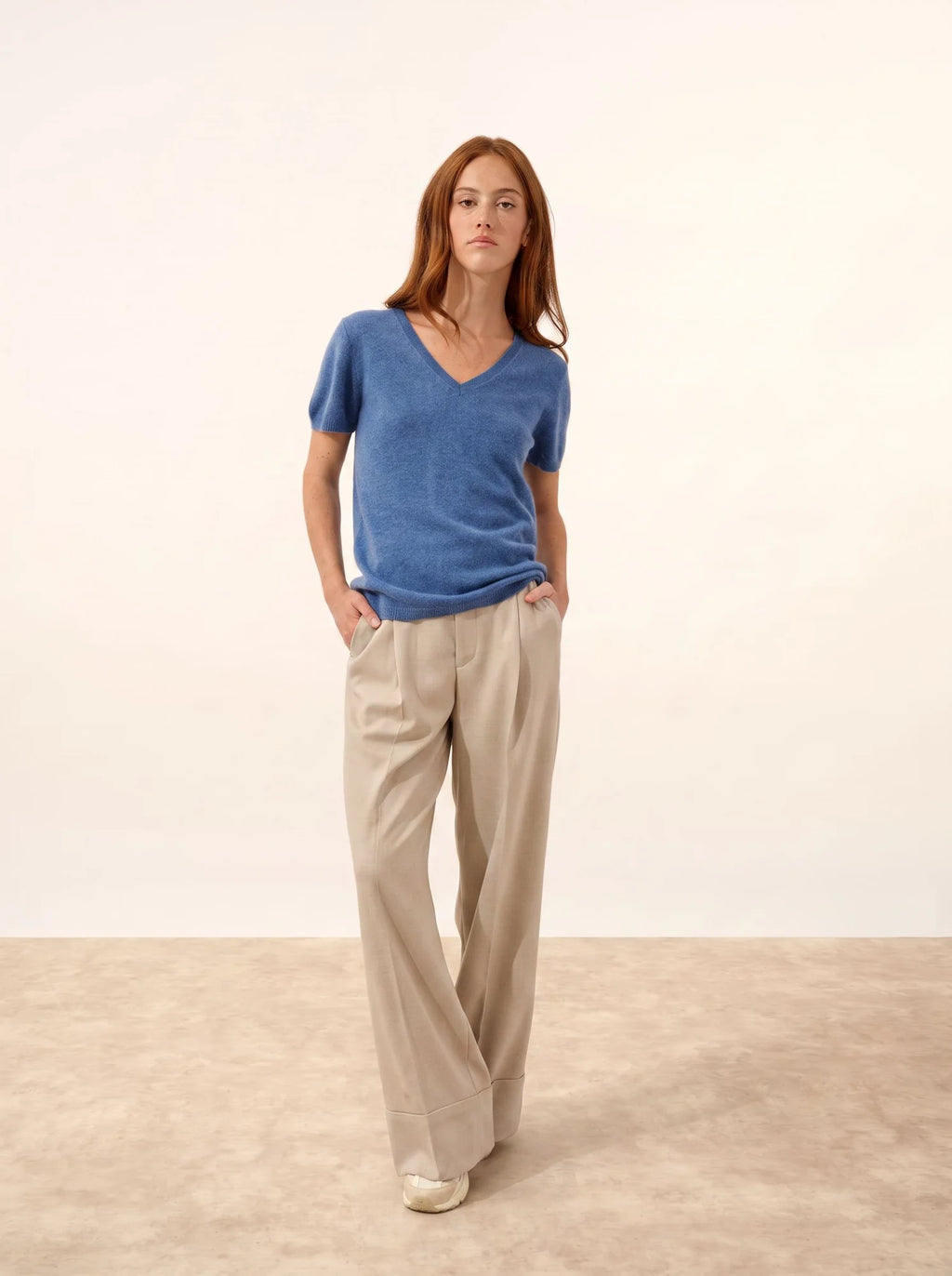 GLAMIS T-Shirt Col V Bleu Denim