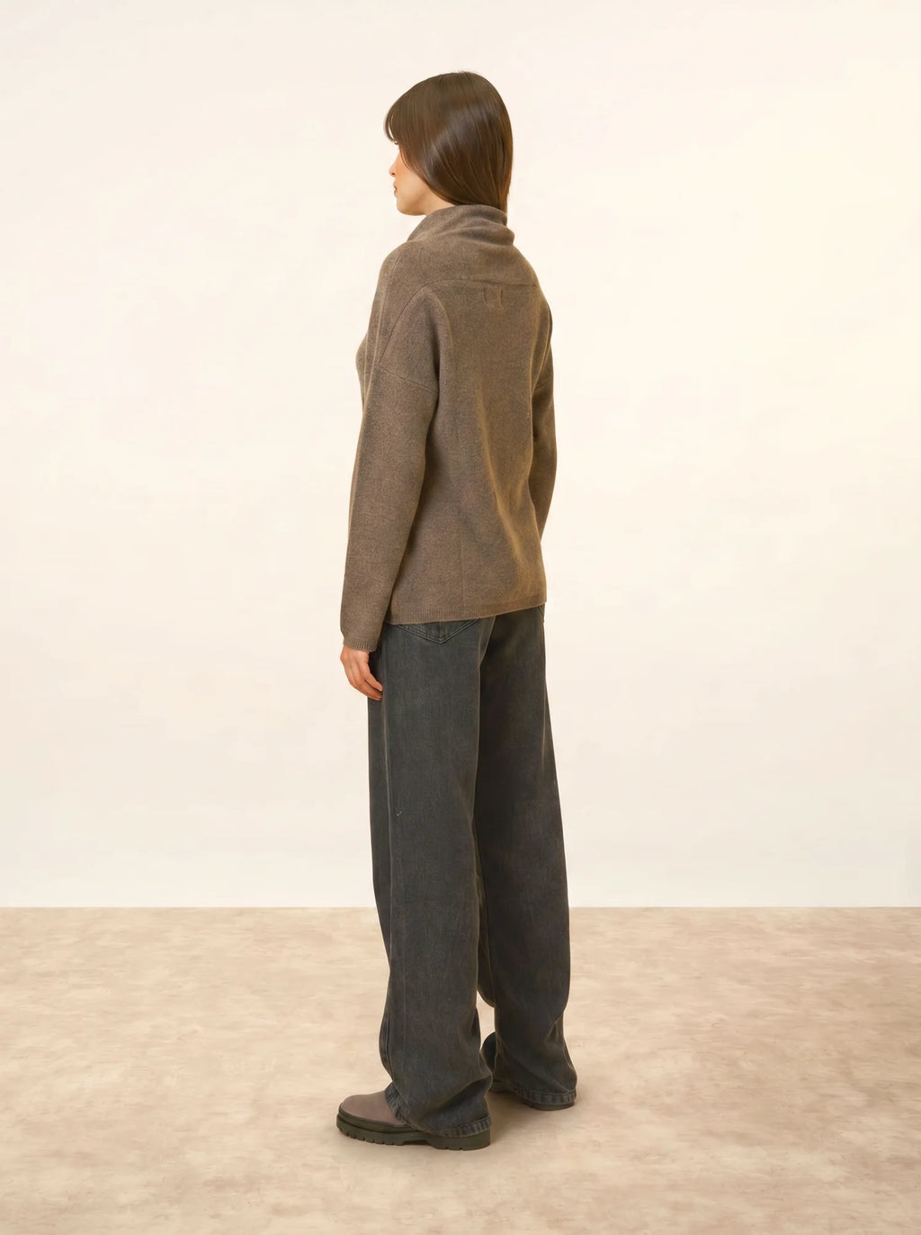 BLANTYRE Pull Col Roulé Taupe Chiné