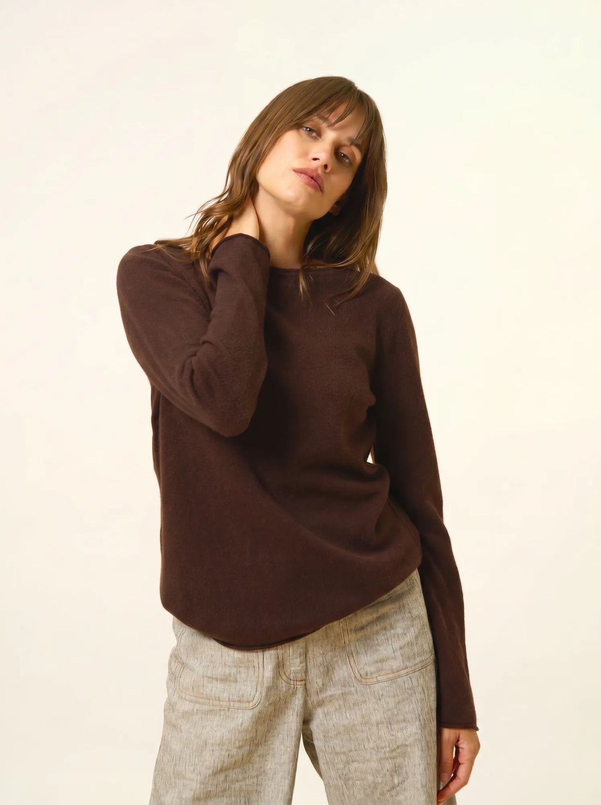 GRACE Pull Col Bateau Choco