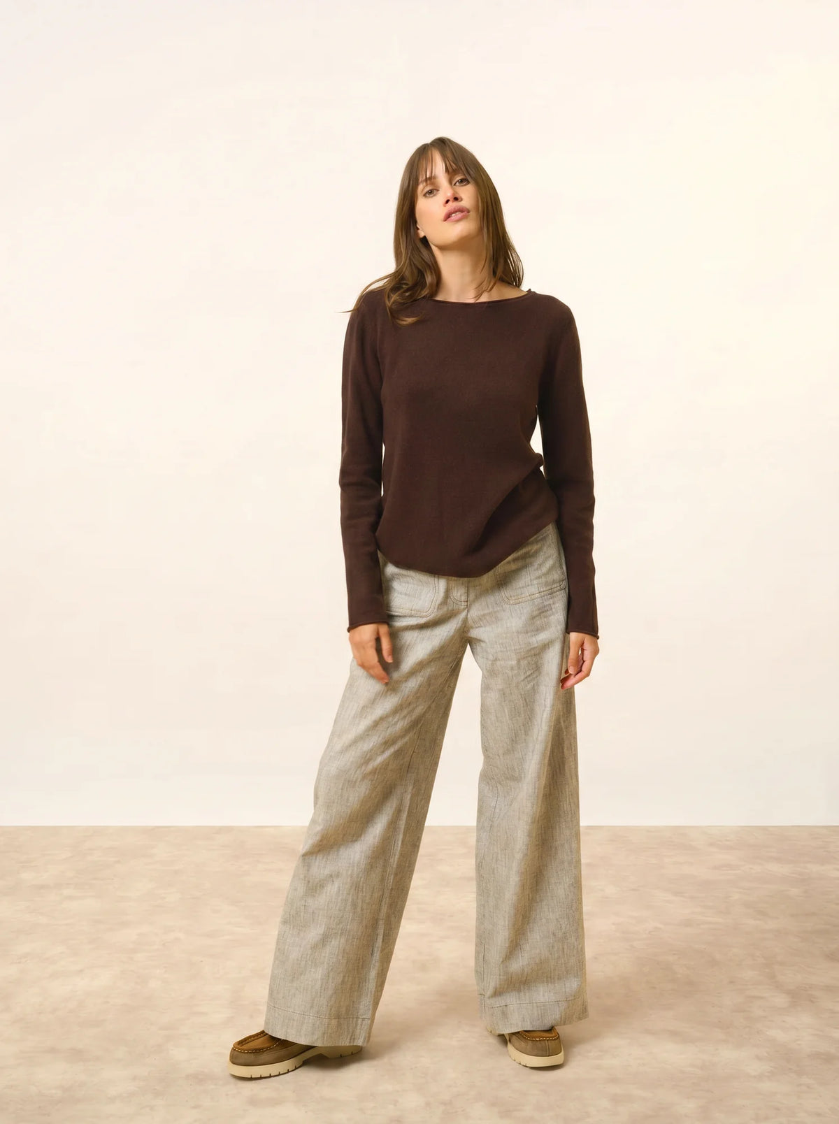 GRACE Pull Col Bateau Choco