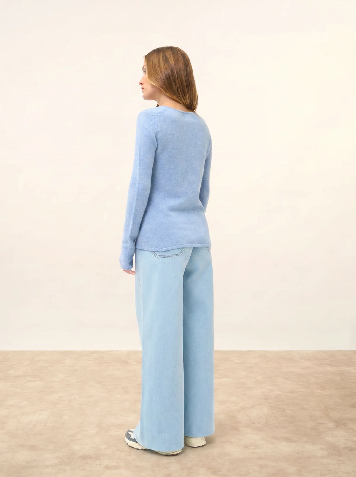 JOYCE Sweater Crew Neck 4 Ply Heather Sky Blue
