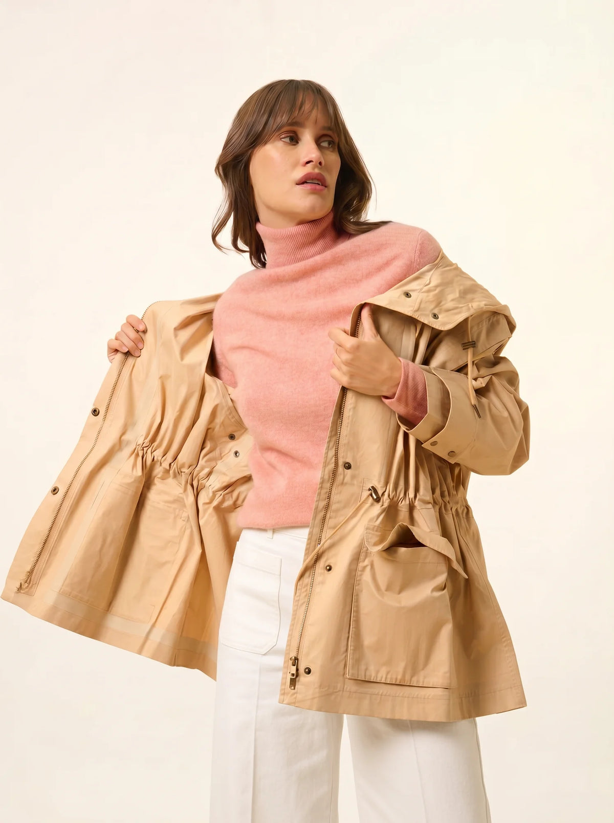 AVA Pull Col Roulé Corail Chiné