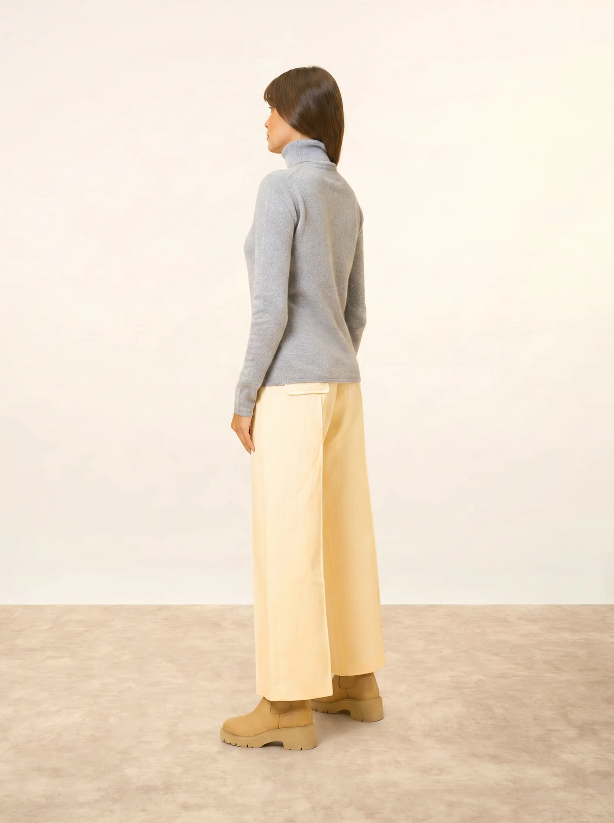 AVA Pull Col Roulé Bleu Ivoire