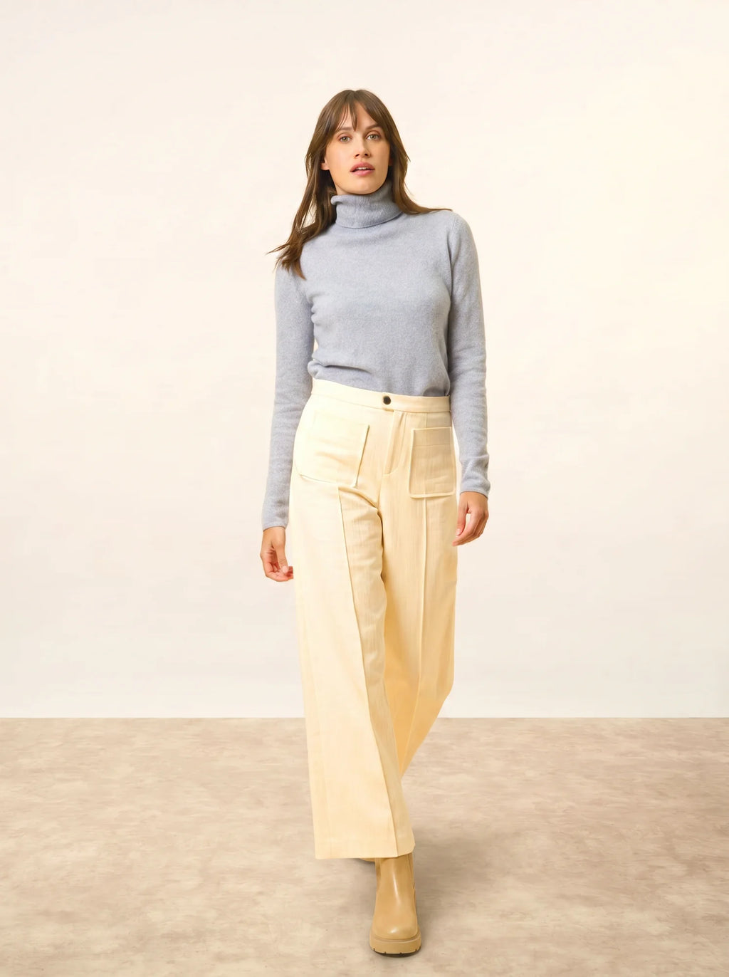 AVA Sweater Turtleneck Ivory Blue