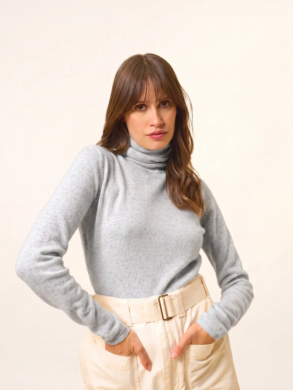 AVA Sweater Turtleneck Heather Pearl Grey