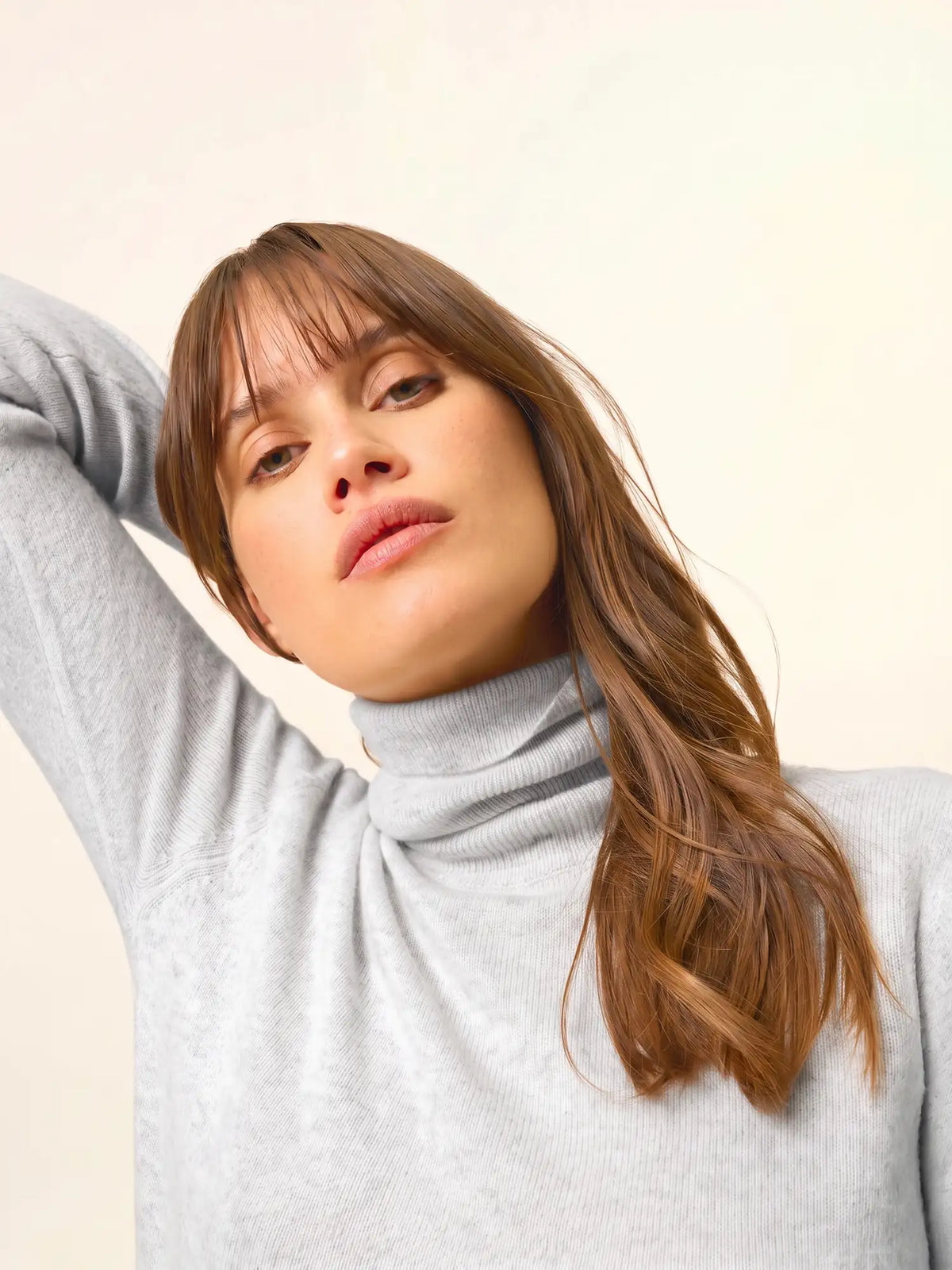 AVA Sweater Turtleneck Heather Pearl Grey