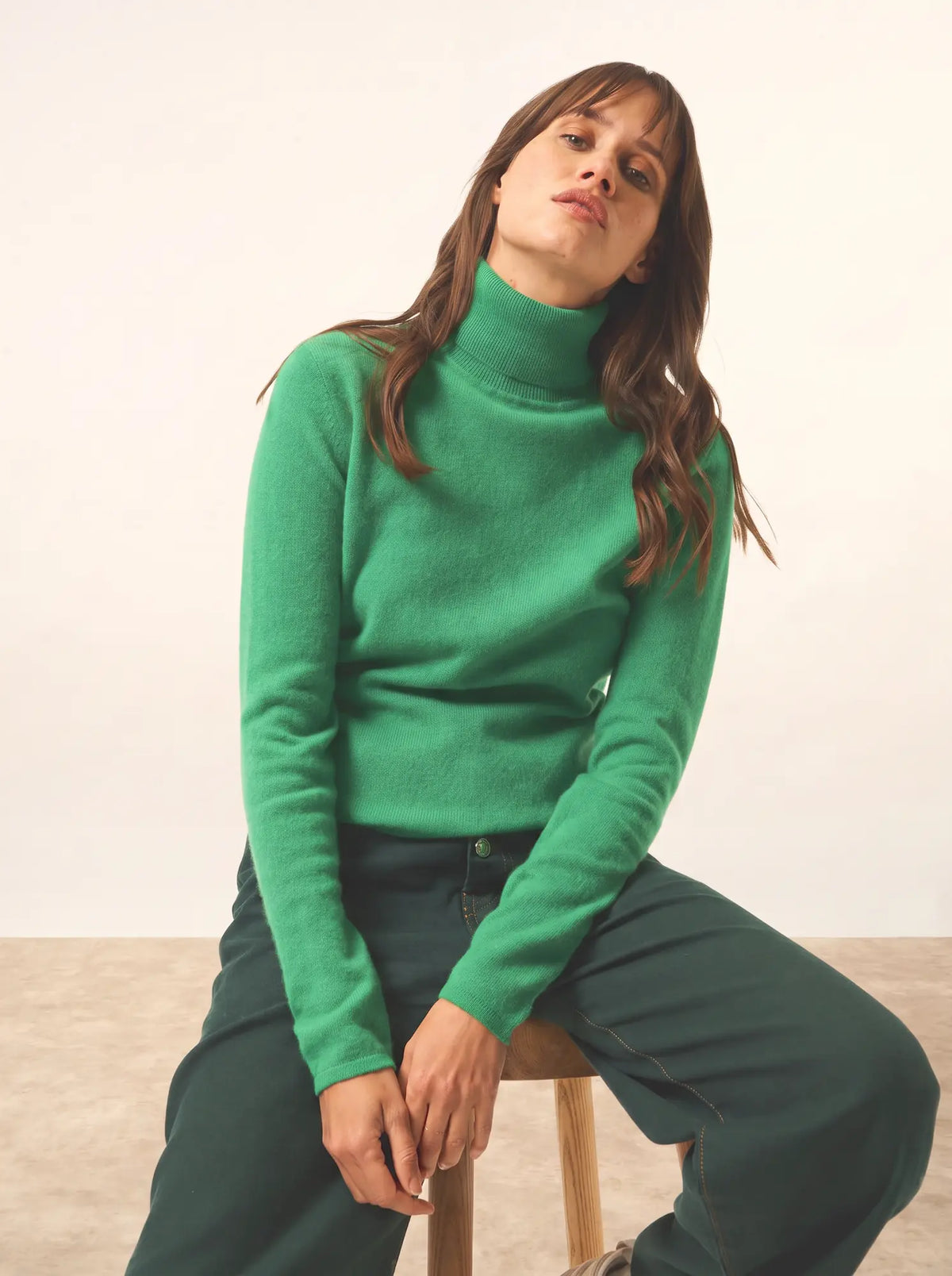 AVA Pull Col Roulé Menthe