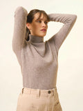 AVA Pull Col Roulé Caribou Chiné