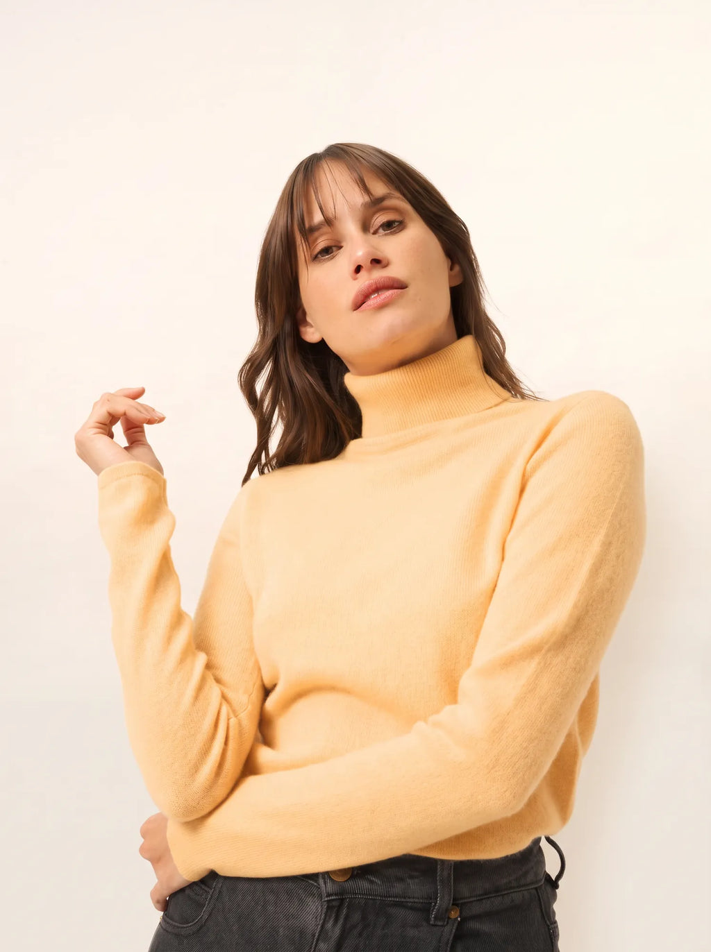 AVA Pull Col Roulé Vanille