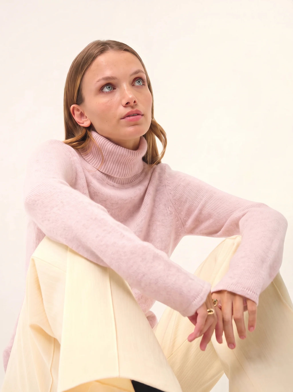MATT Sweater Turtleneck 4 Ply Powder Pink