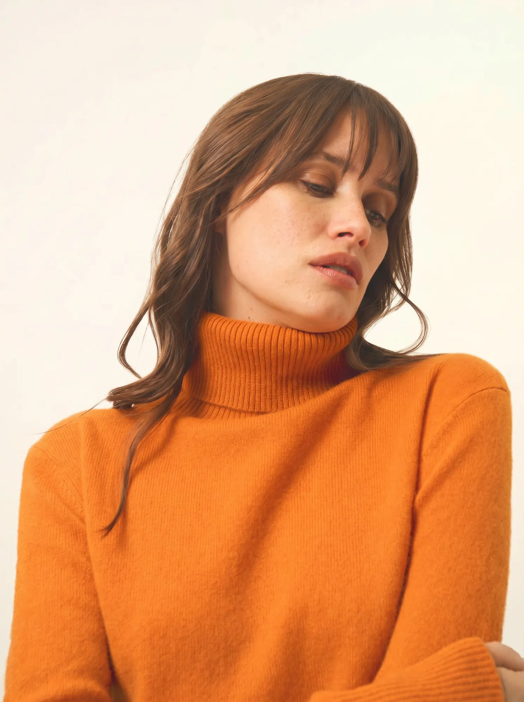 LEXIE Pull Col Roulé Ocre