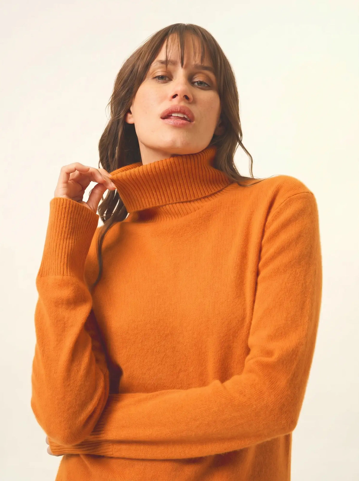 LEXIE Pull Col Roulé Ocre