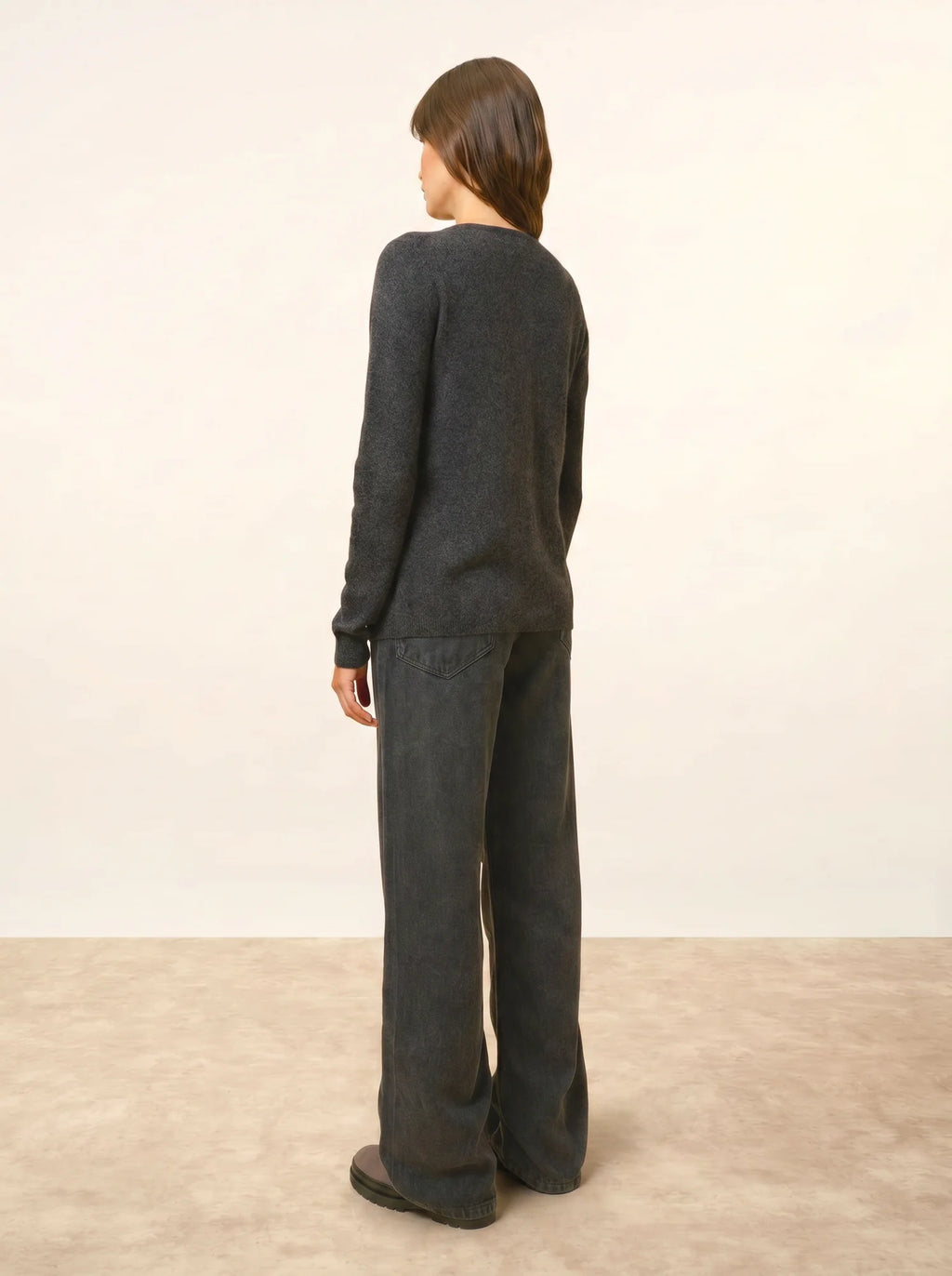 KATHARINE Cardigan Crew Neck Heather Black