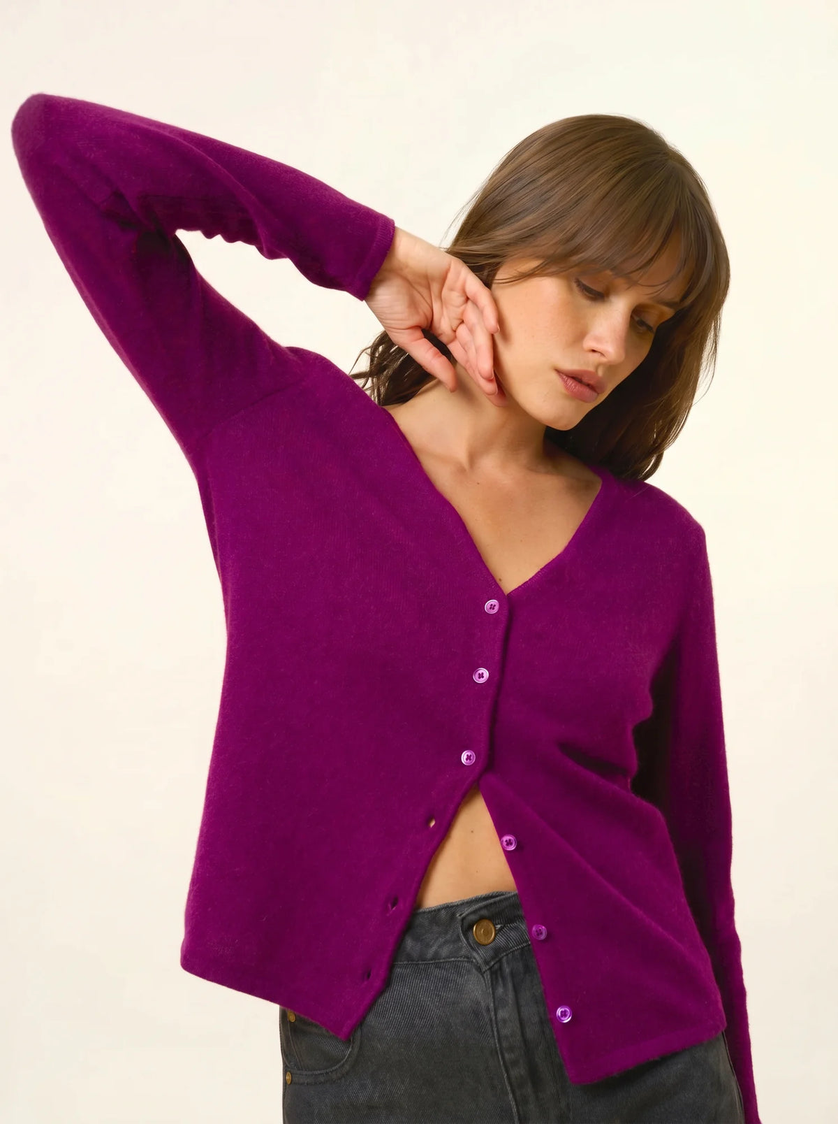 NORMA Cardigan Col V Prune
