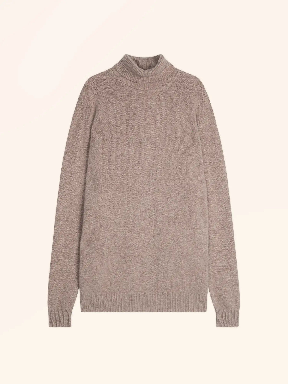 SACHA Pull Col Roulé 4 Fils Taupe Clair Chiné