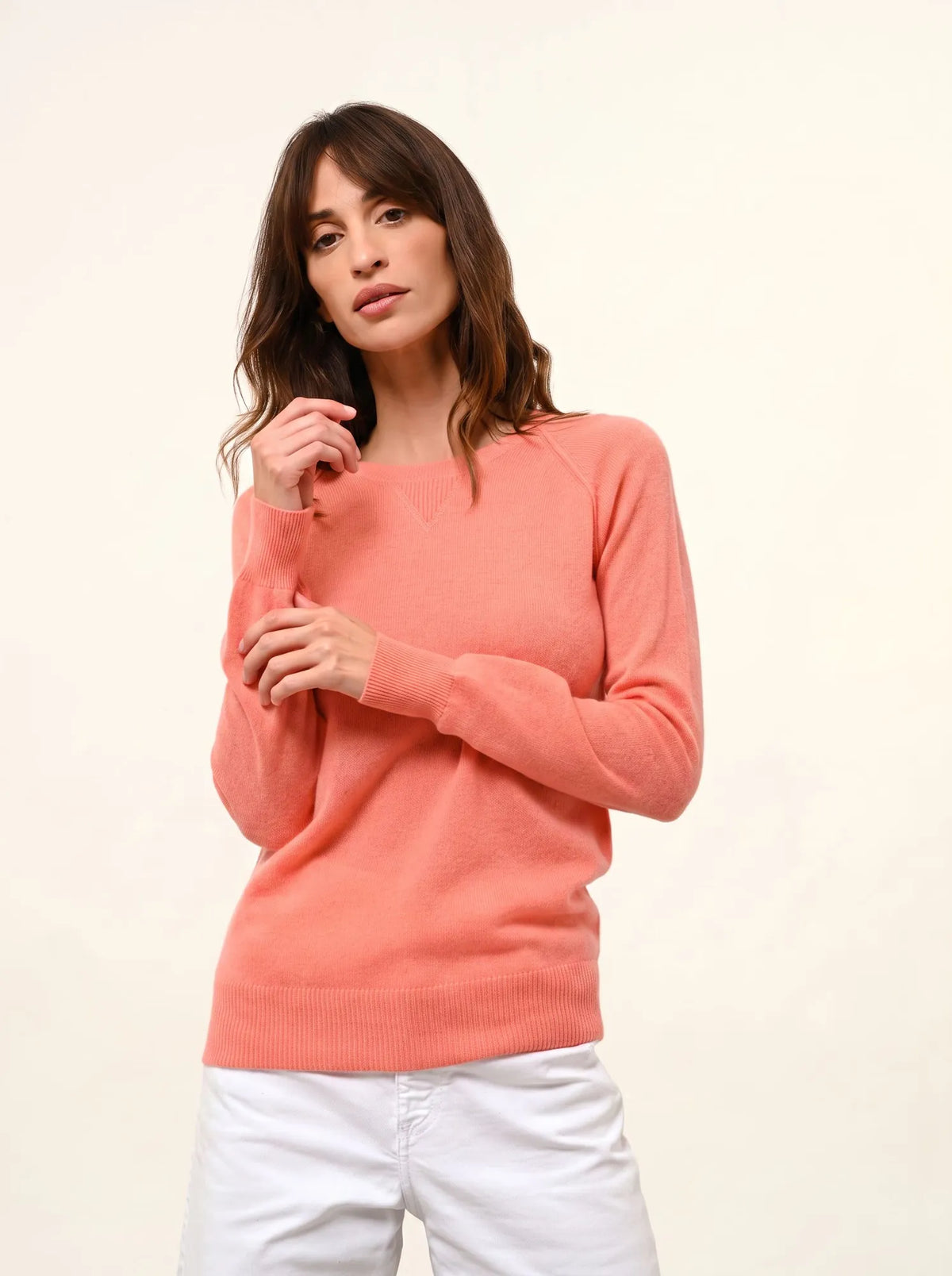 HELEN Pull Col Rond Pêche