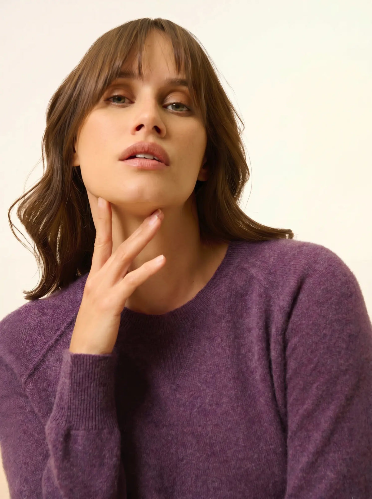 HELEN Pull Col Rond Violet Chiné