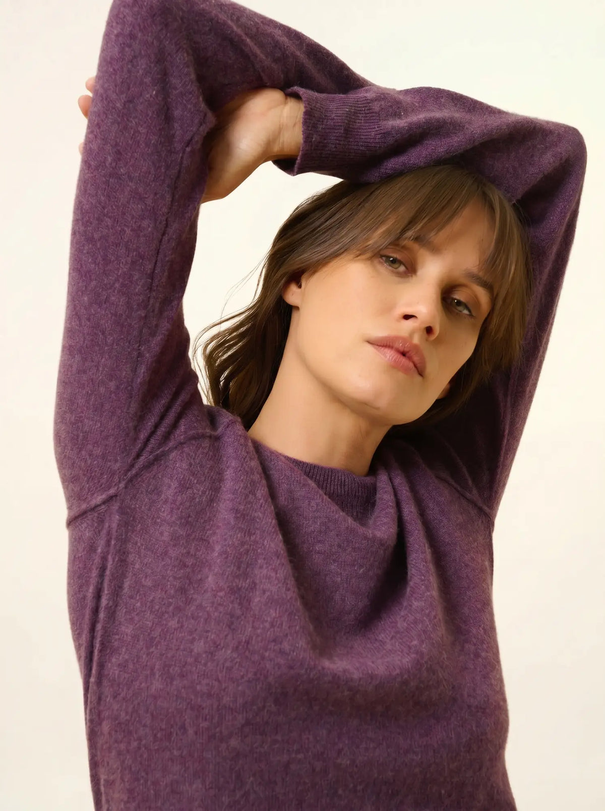 HELEN Pull Col Rond Violet Chiné