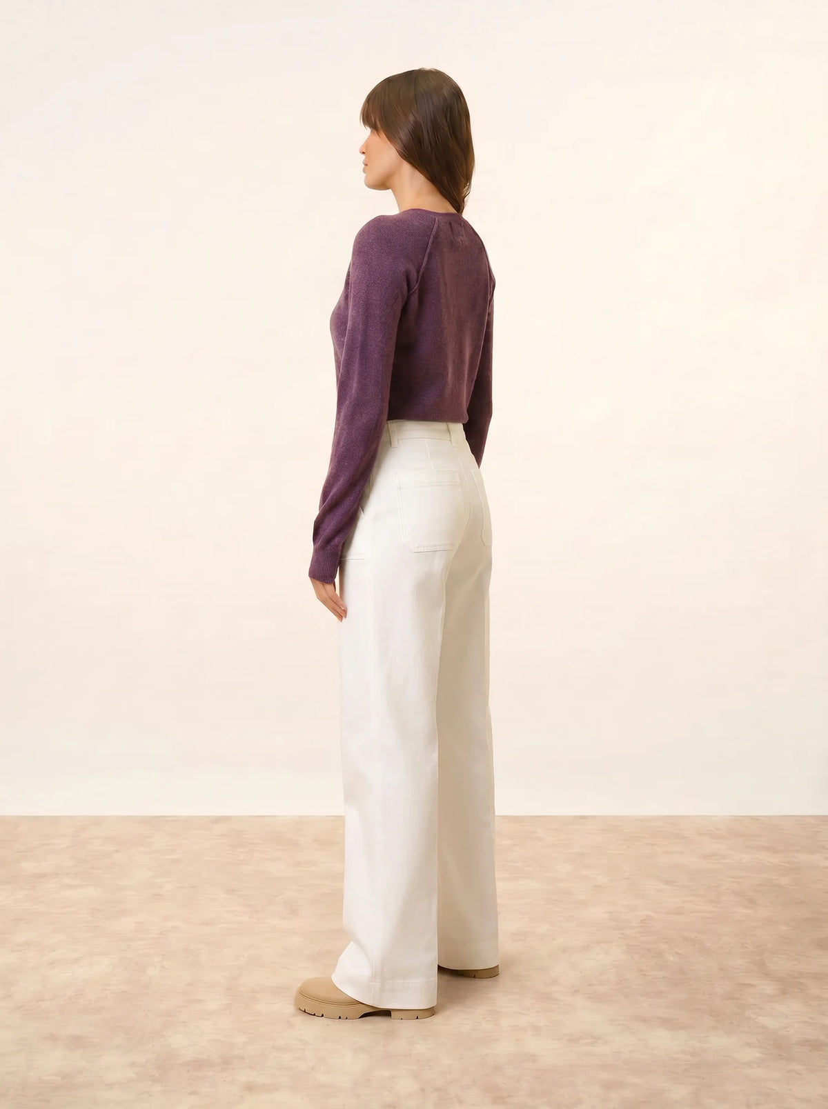 HELEN Pull Col Rond Violet Chiné