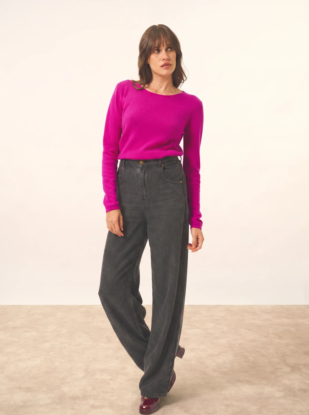 VIVIAN Pull Col Rond Violine