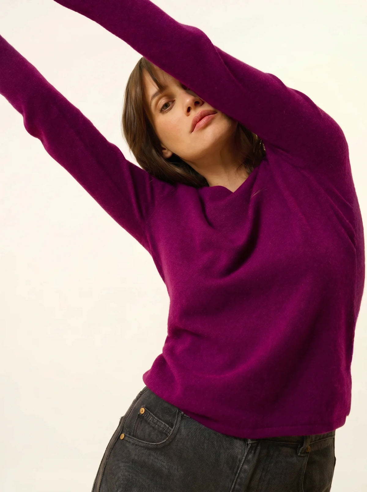 VIVIAN Pull Col Rond Prune