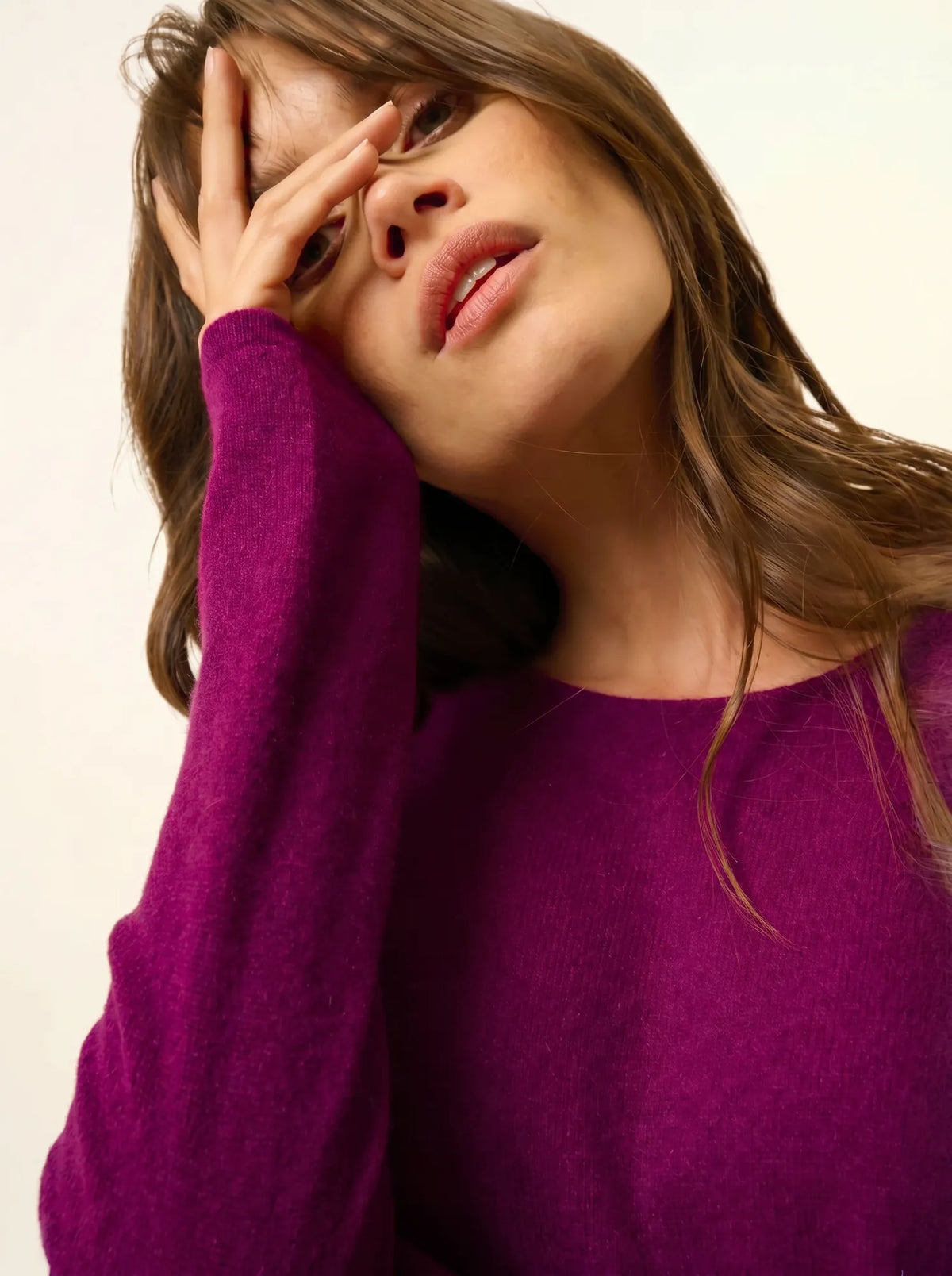VIVIAN Pull Col Rond Prune