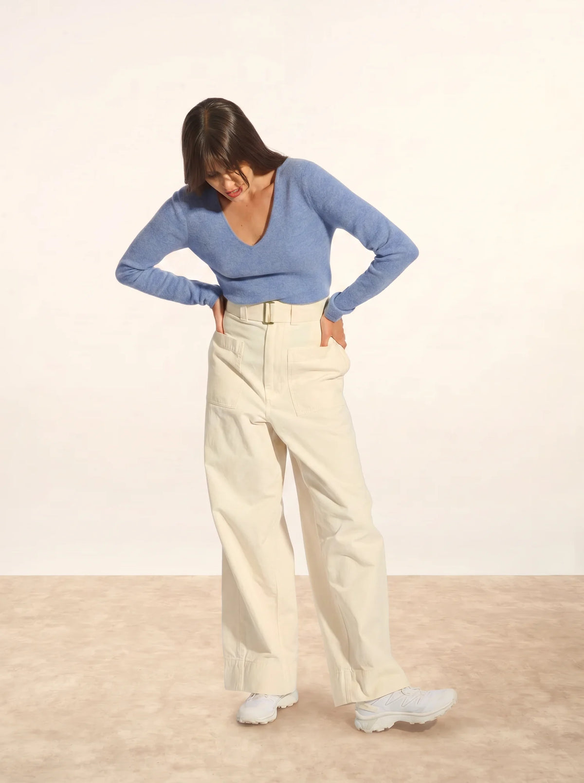 JOAN Pull Col V Ciel Chiné
