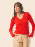 ABBY Pull Col V 4 Fils Tomate