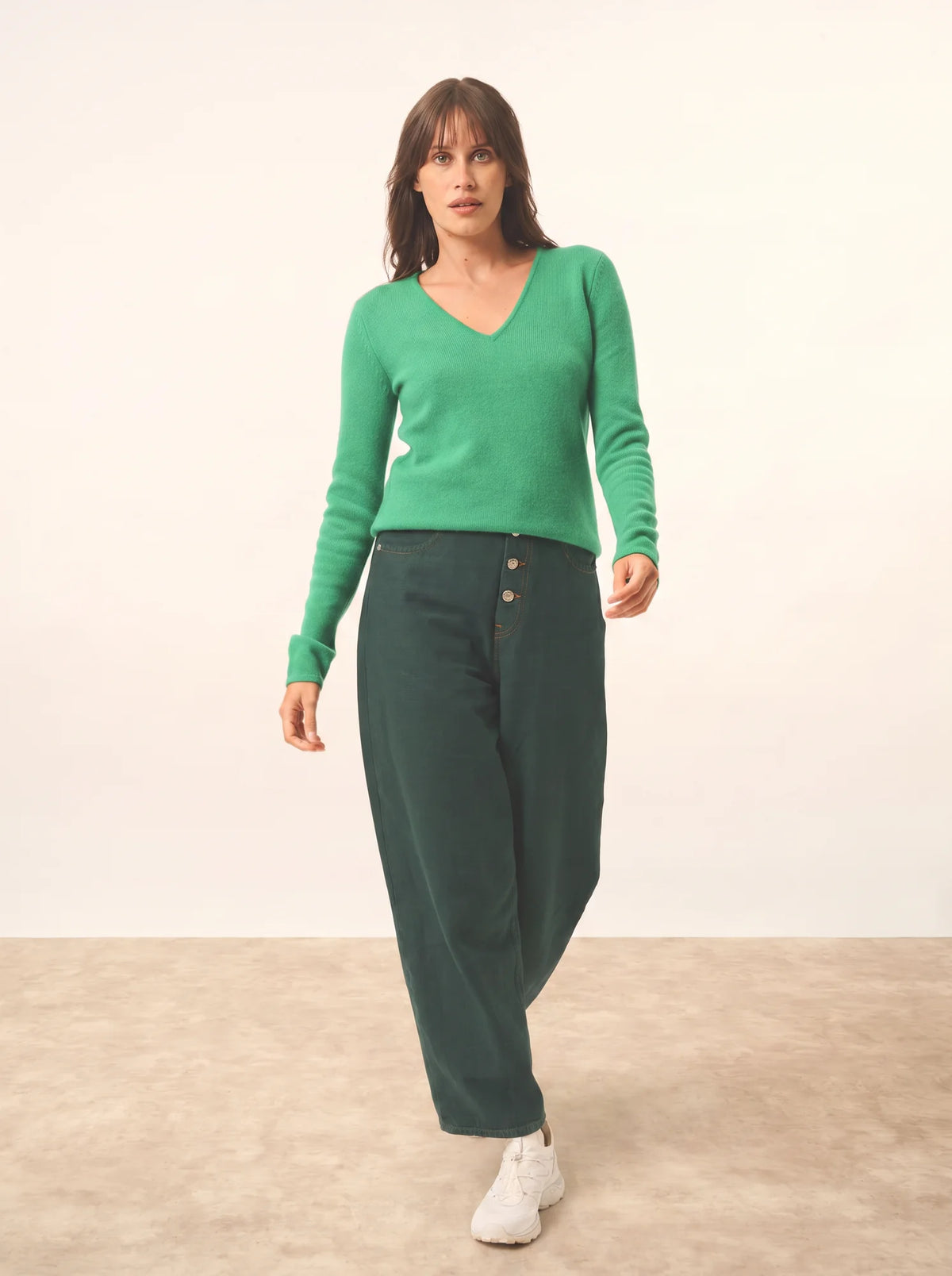 ABBY Pull Col V 4 Fils Menthe