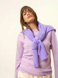 JANE Pull Col Rond Mauve Chiné