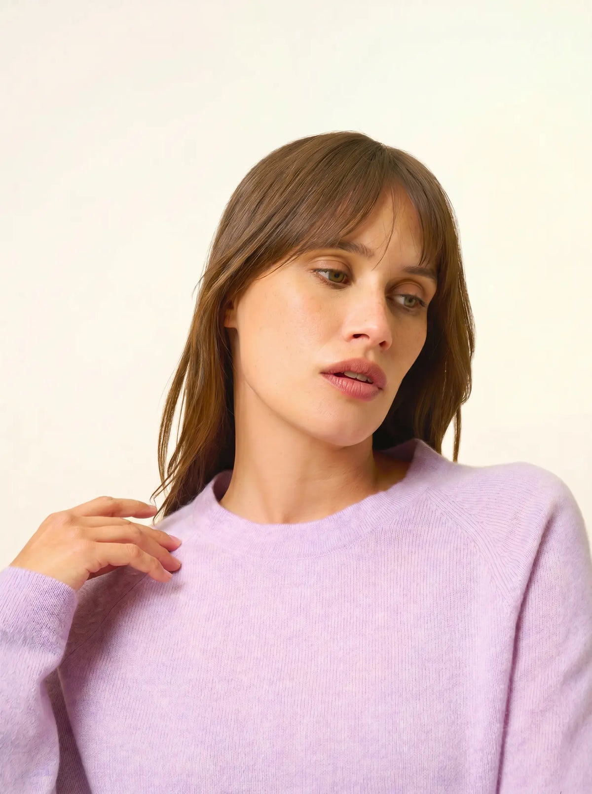JANE Pull Col Rond Mauve Chiné