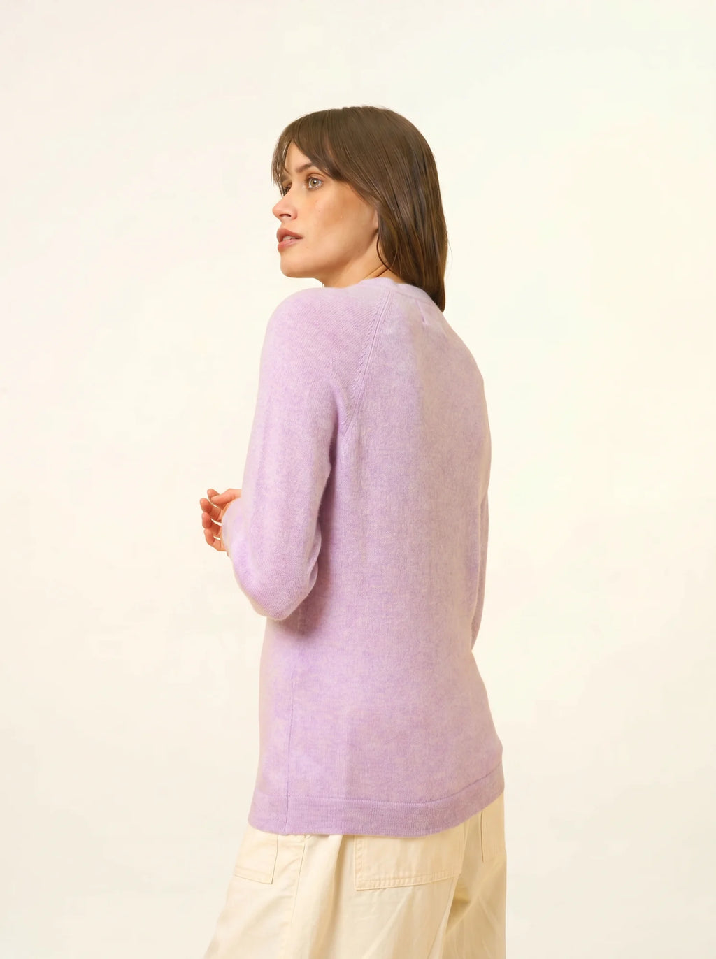 JANE Pull Col Rond Mauve Chiné