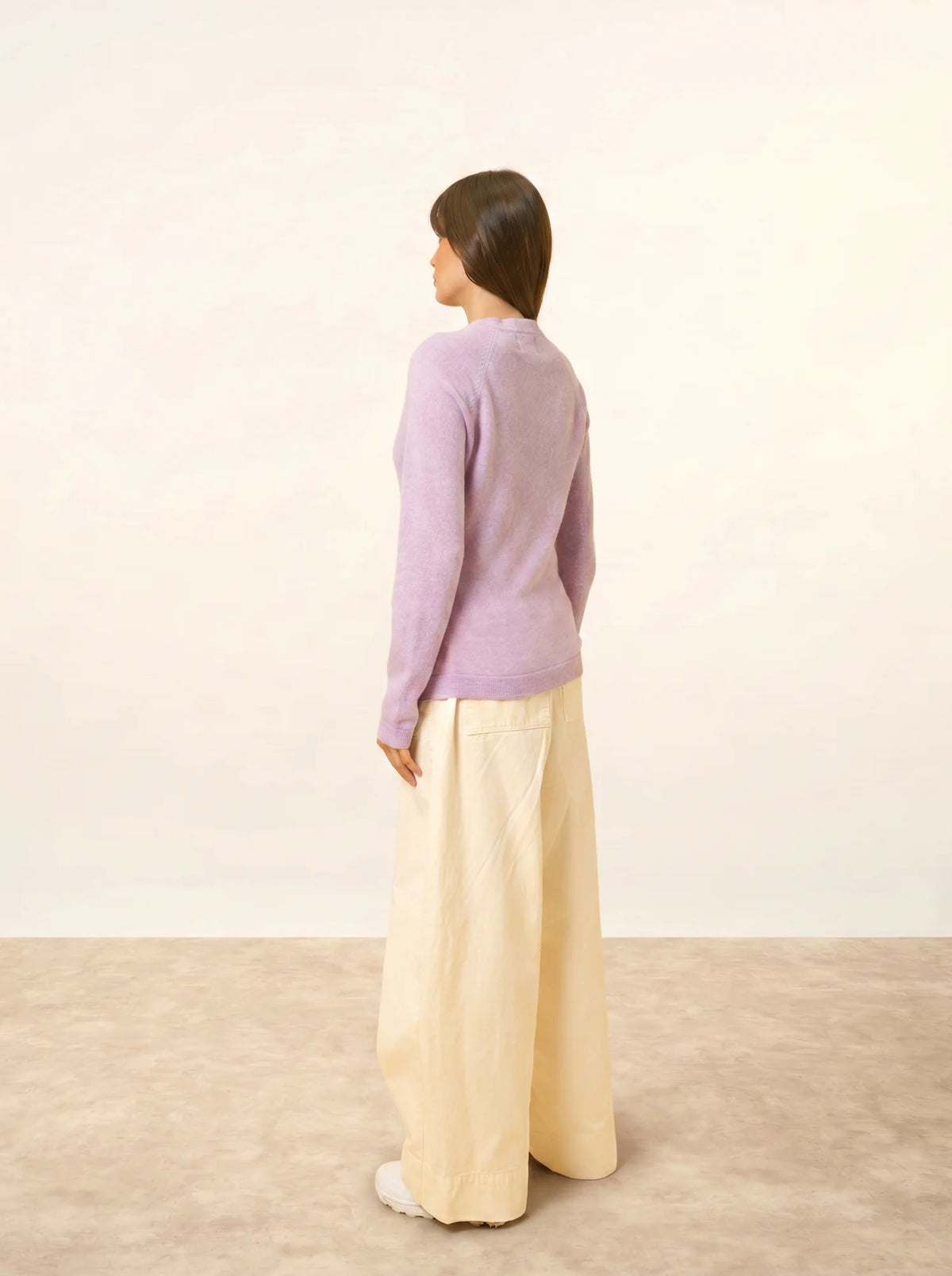 JANE Pull Col Rond Mauve Chiné