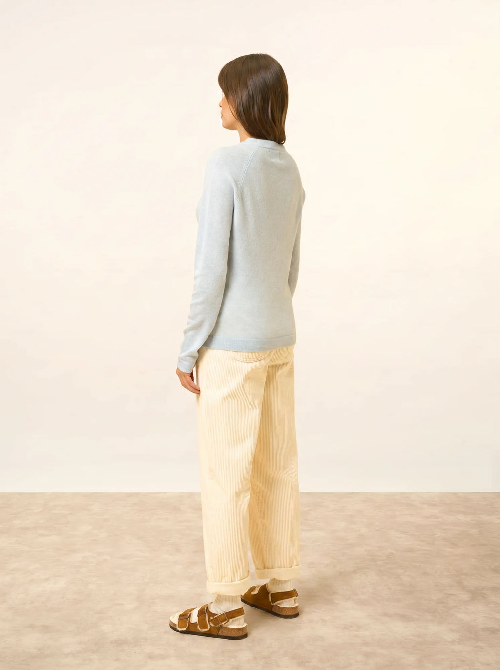 JANE Pull Col Rond Bleu Clair Chiné