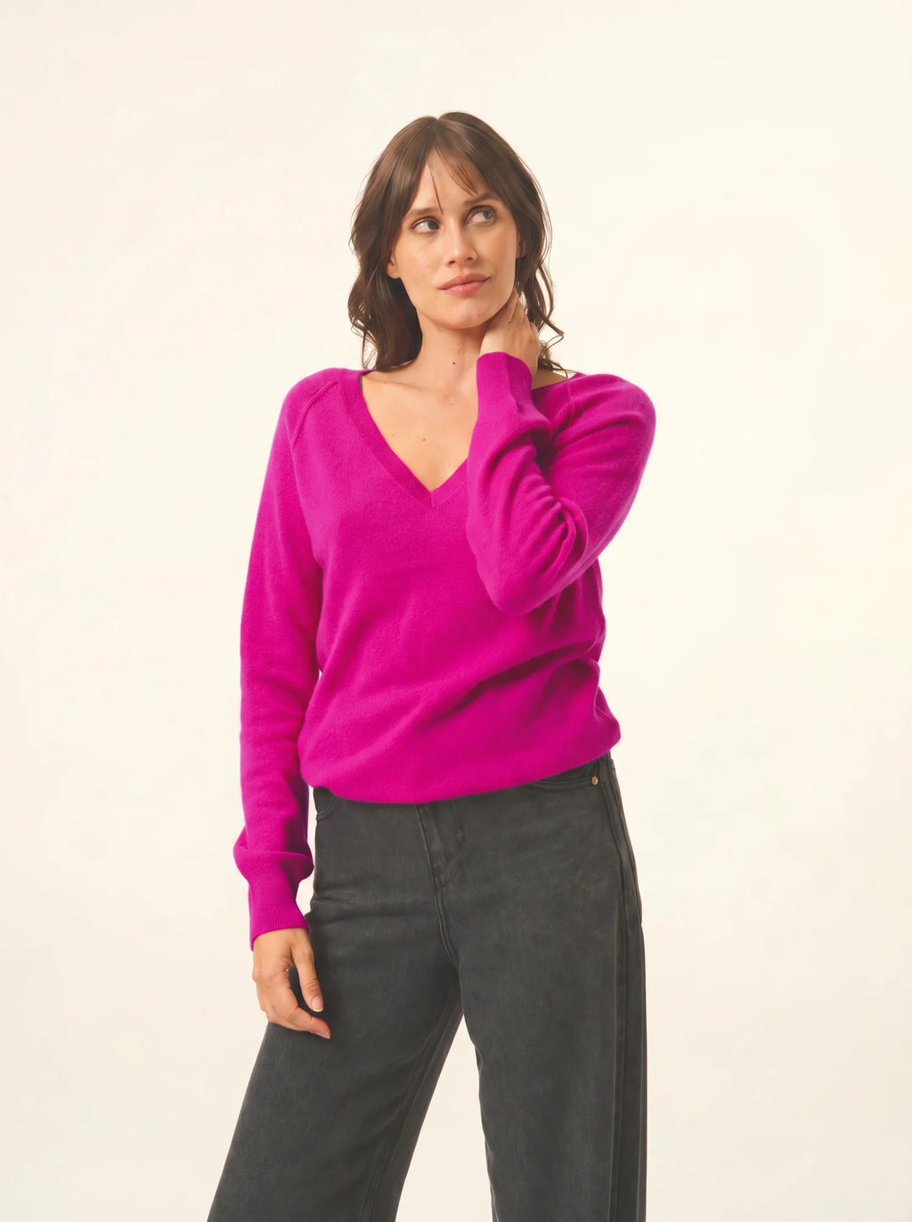 PHOEBE Pullover V-Ausschnitt Magenta