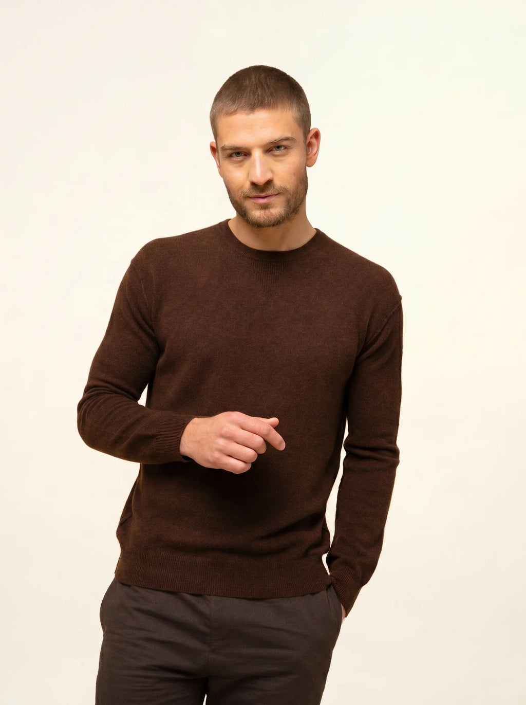 NOE Pull Col Rond Café