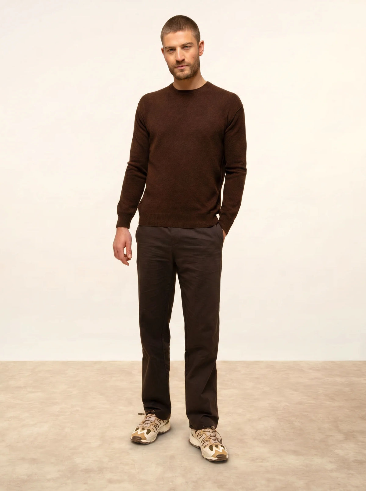 NOE Pull Col Rond Café
