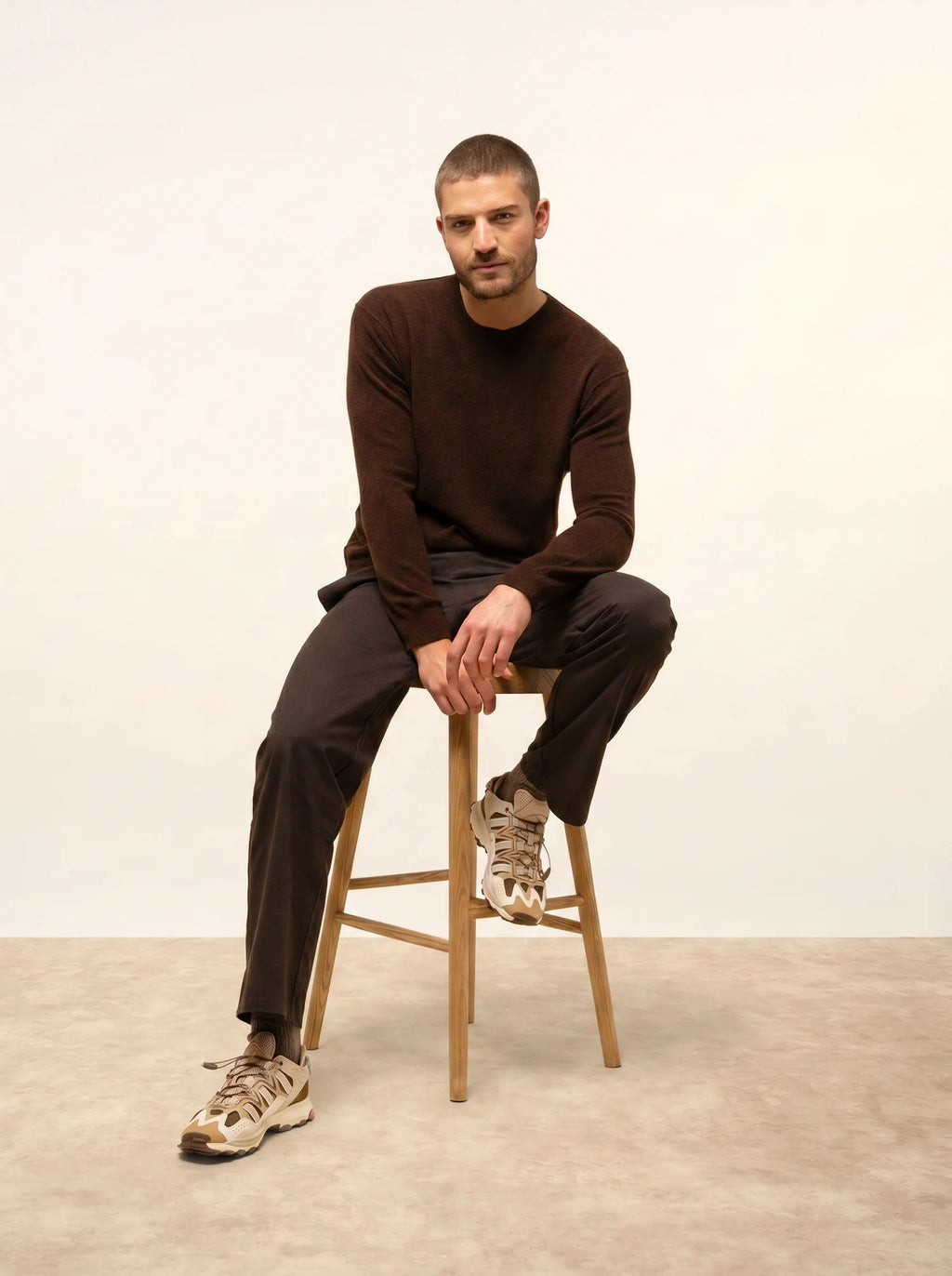 NOE Pull Col Rond Café
