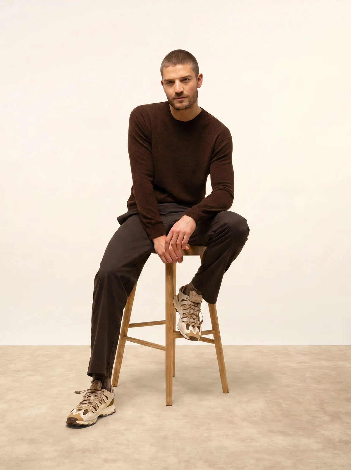 NOE Pull Col Rond Café