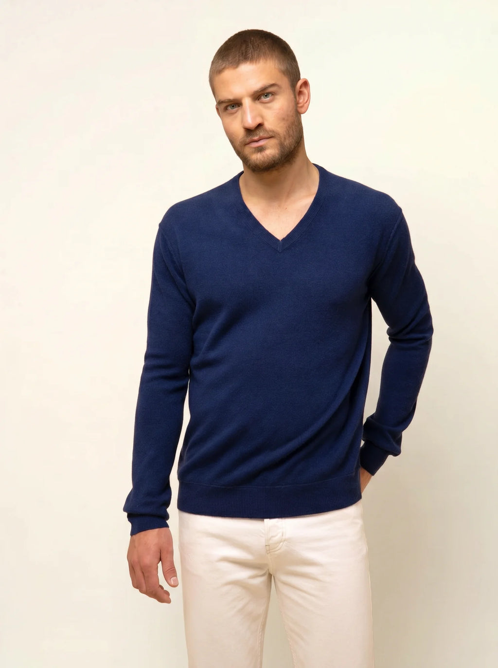 TOM Pullover V-Ausschnitt Mitternachtsblau