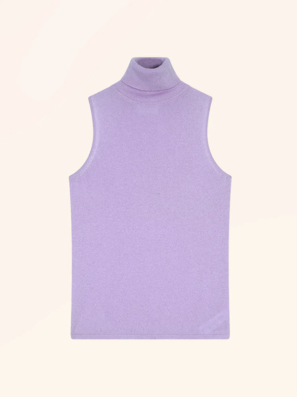 VIOLET Pull Col Roulé sans Manches Mauve
