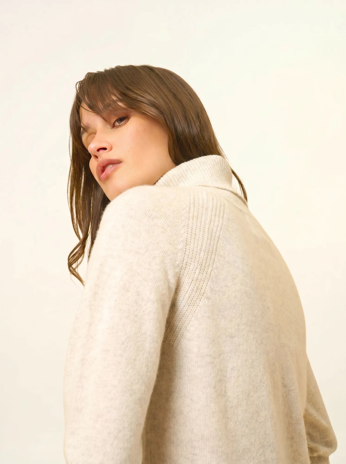 LILLY Pull Col Roulé Gris Perle Chiné
