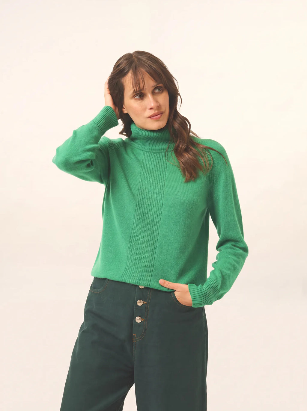 LILLY Pull Col Roulé Menthe