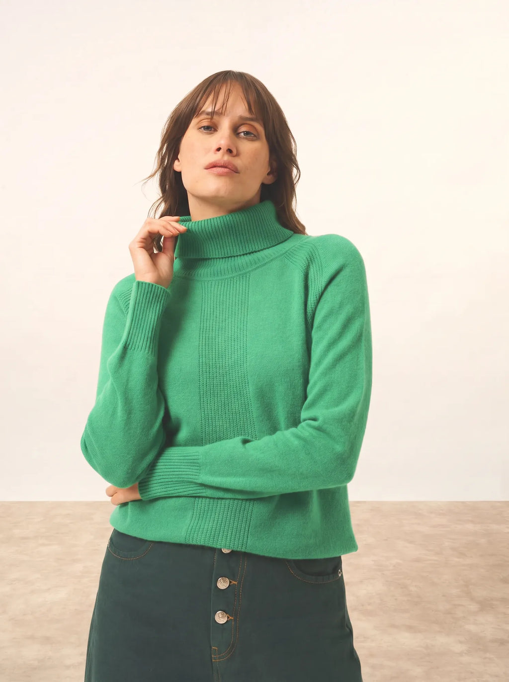 LILLY Pull Col Roulé Menthe
