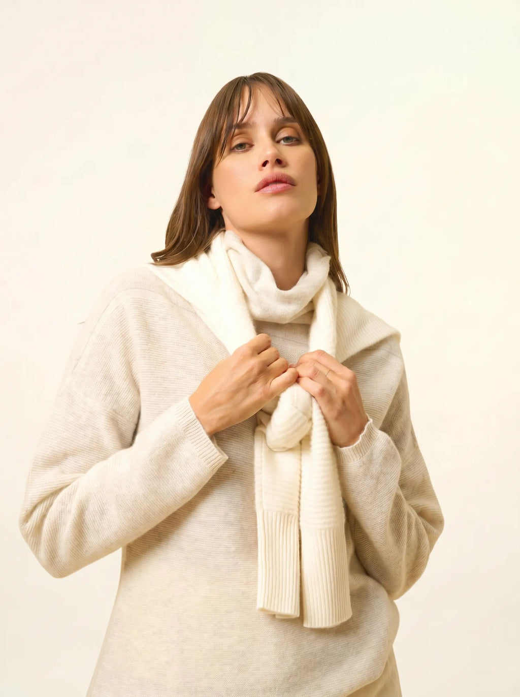 BLANTYRE Pull Col Roulé Gris Perle Chiné