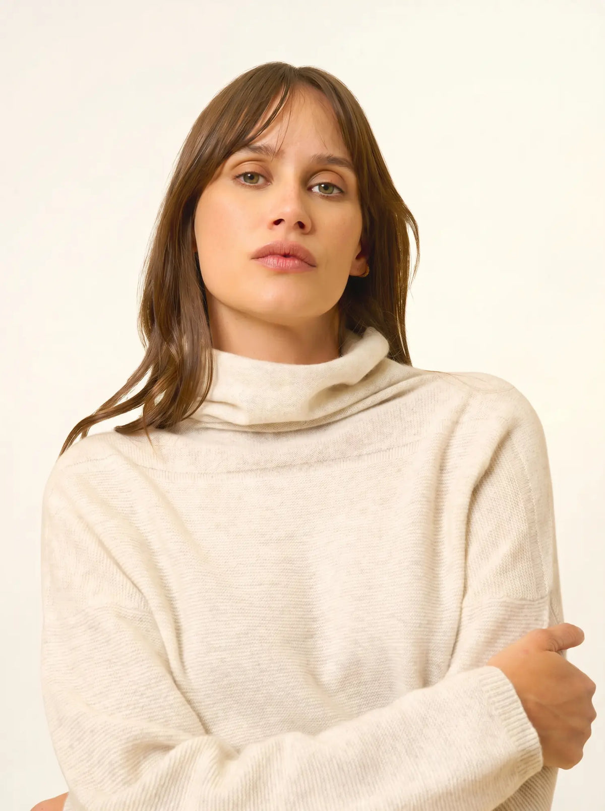 BLANTYRE Pull Col Roulé Gris Perle Chiné