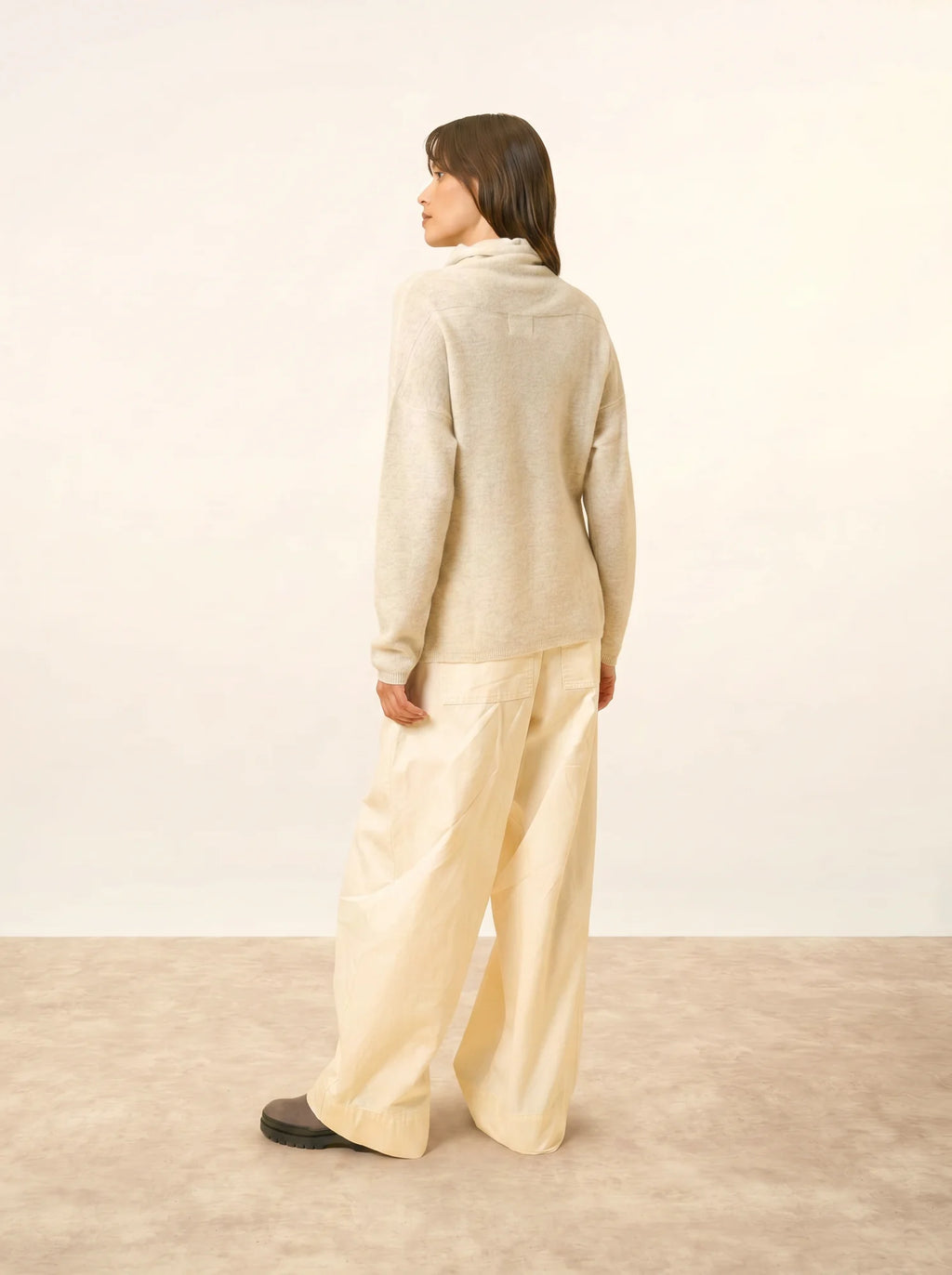 BLANTYRE Pull Col Roulé Gris Perle Chiné