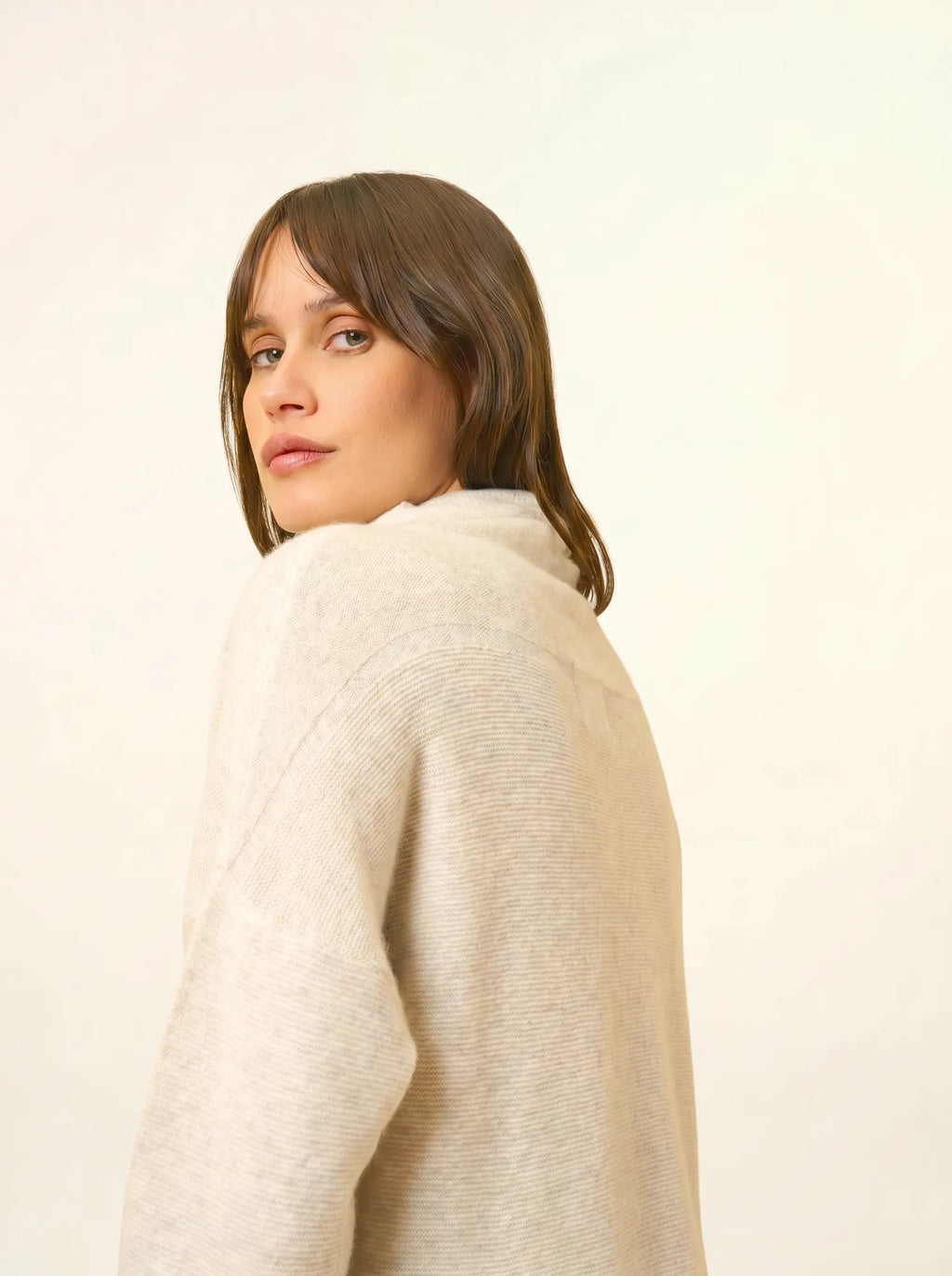 BLANTYRE Pull Col Roulé Gris Perle Chiné