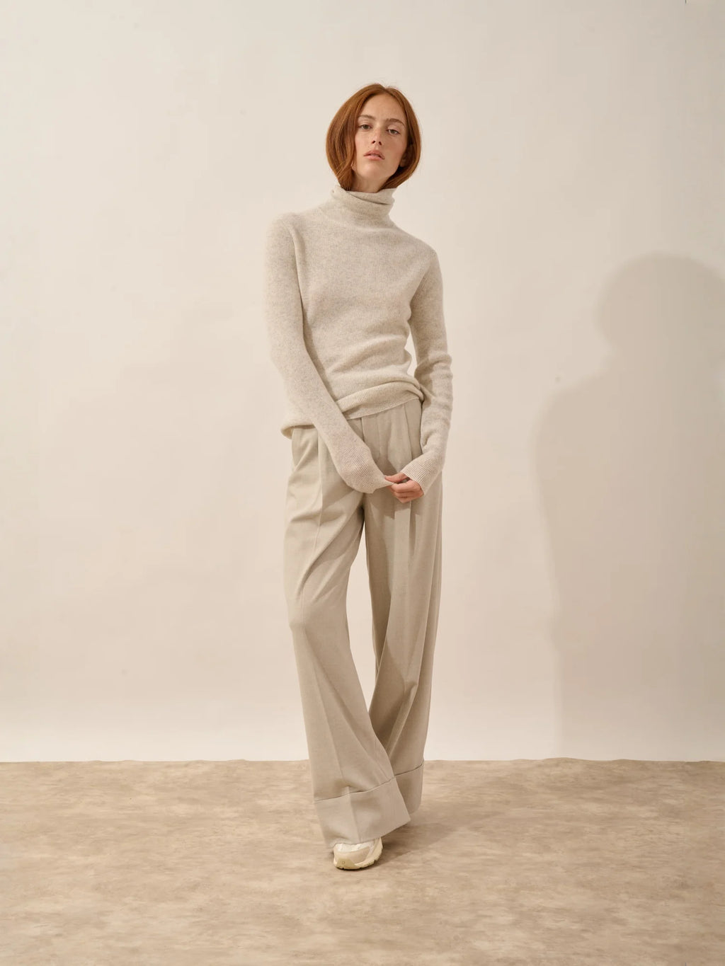 LANAIS Pull Col Roulé Gris Perle Chiné