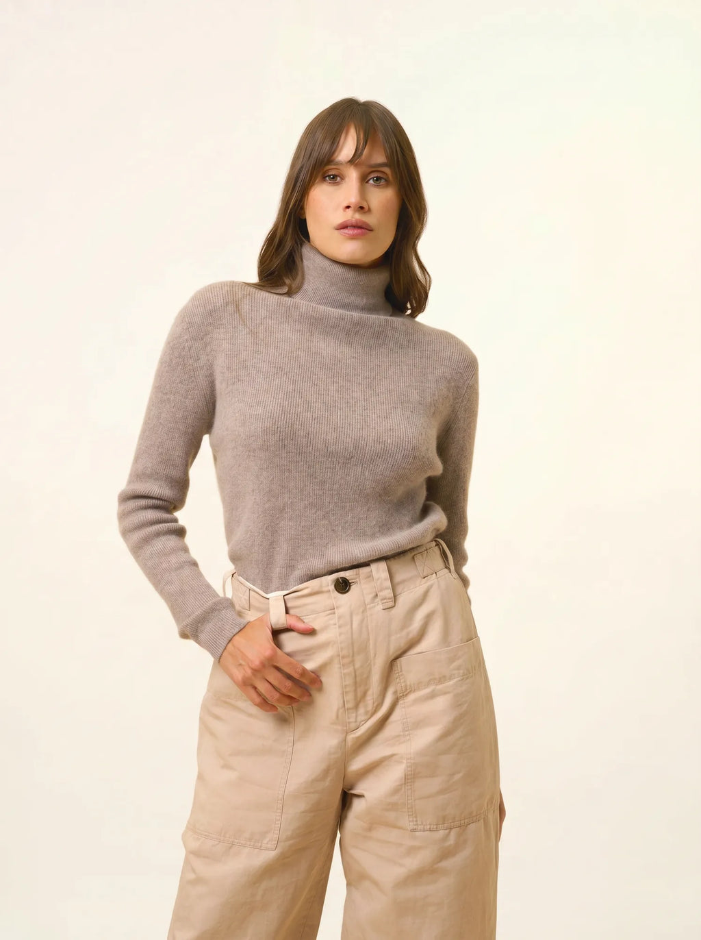 LANAIS Pull Col Roulé Caribou Chiné
